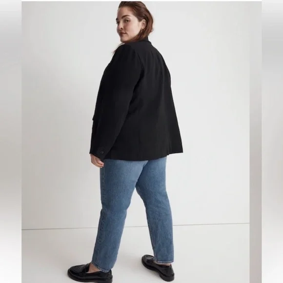 Madewell Rosedale Double-Breasted Black Blazer Jacket in Crepe Size 18W NWT - Picture 8 of 17